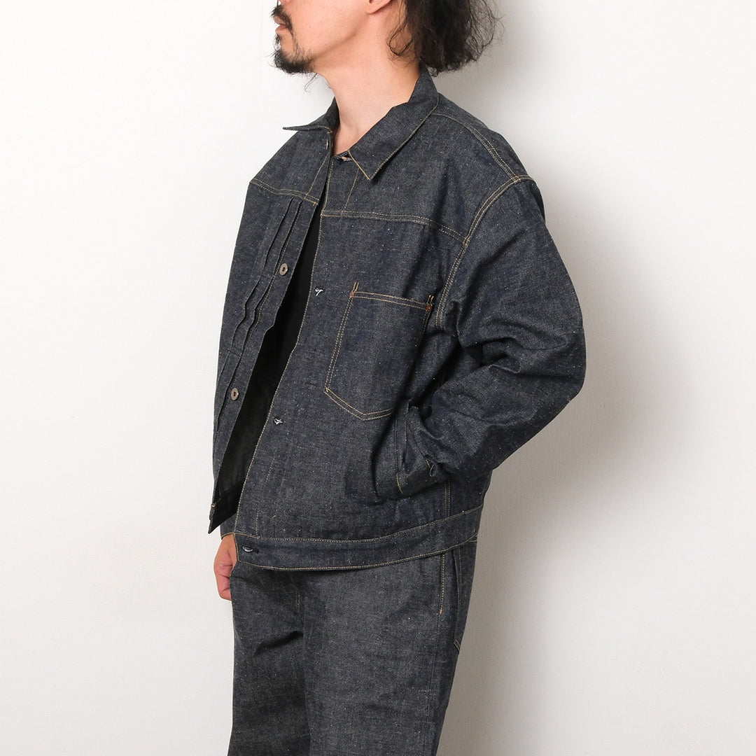 GOLD - RECYCLED WASTE SUVIN COTTON YARN 14oz. DENIM BLOUSE WWⅡ MODEL - GL16001N