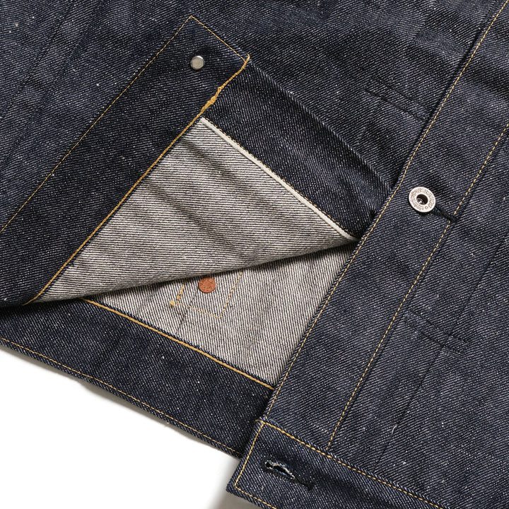GOLD - RECYCLED WASTE SUVIN COTTON YARN 14oz. DENIM BLOUSE WWⅡ MODEL - GL16001N