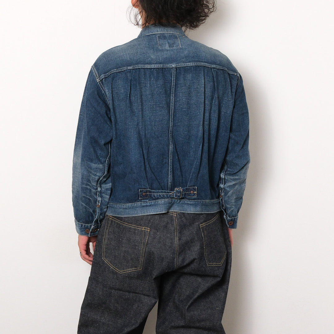 GOLD - RECYCLED WASTE SUVIN COTTON YARN 11.5oz. DENIM BLOUSE WWⅡ MODEL - VINTAGE WASHED - GL16002H