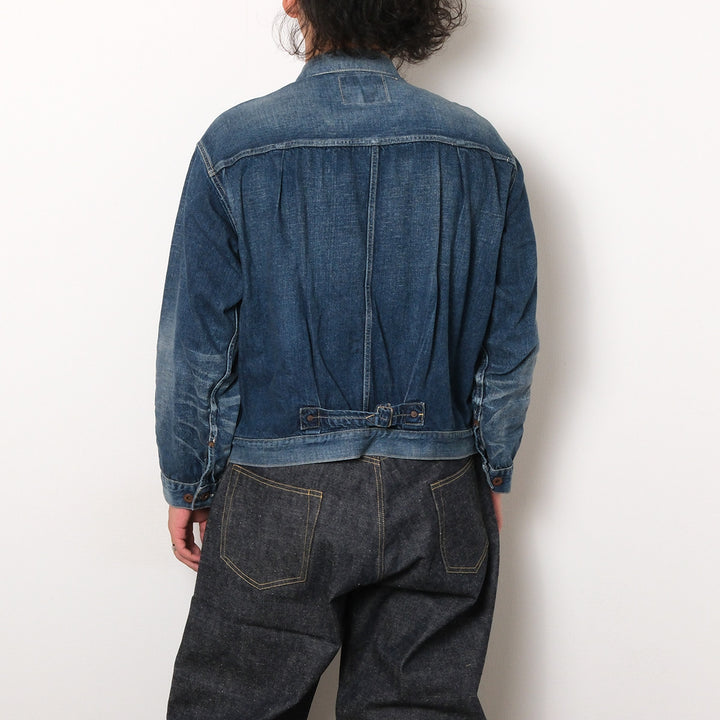 GOLD - RECYCLED WASTE SUVIN COTTON YARN 11.5oz. DENIM BLOUSE WWⅡ MODEL - VINTAGE WASHED - GL16002H