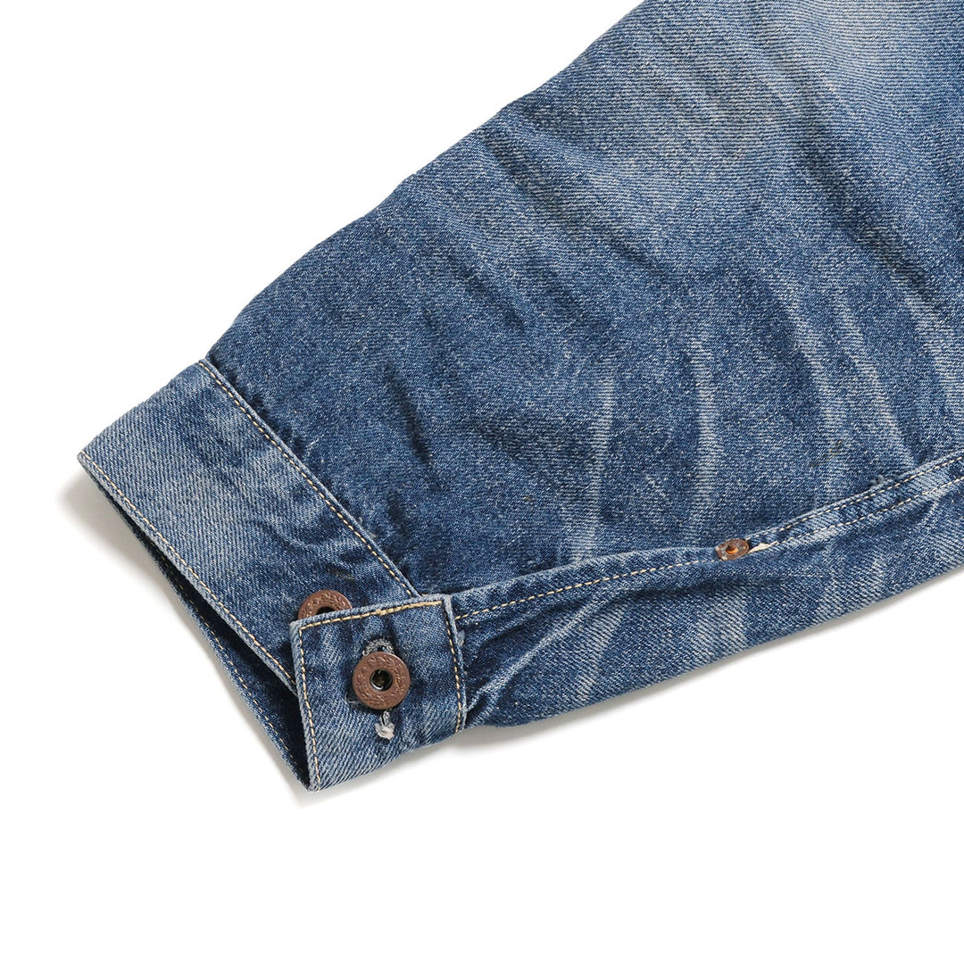 GOLD - RECYCLED WASTE SUVIN COTTON YARN 11.5oz. DENIM BLOUSE WWⅡ MODEL - VINTAGE WASHED - GL16002H