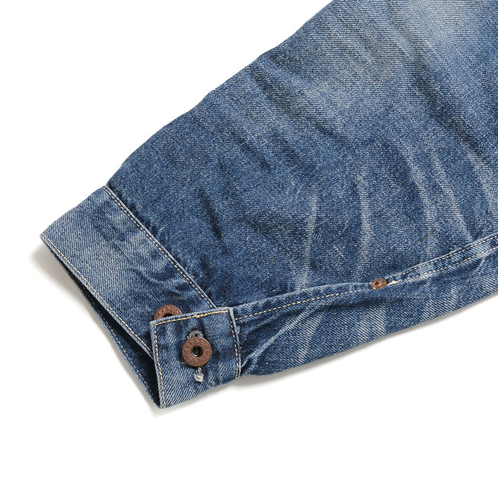 GOLD - RECYCLED WASTE SUVIN COTTON YARN 11.5oz. DENIM BLOUSE WWⅡ MODEL - VINTAGE WASHED - GL16002H