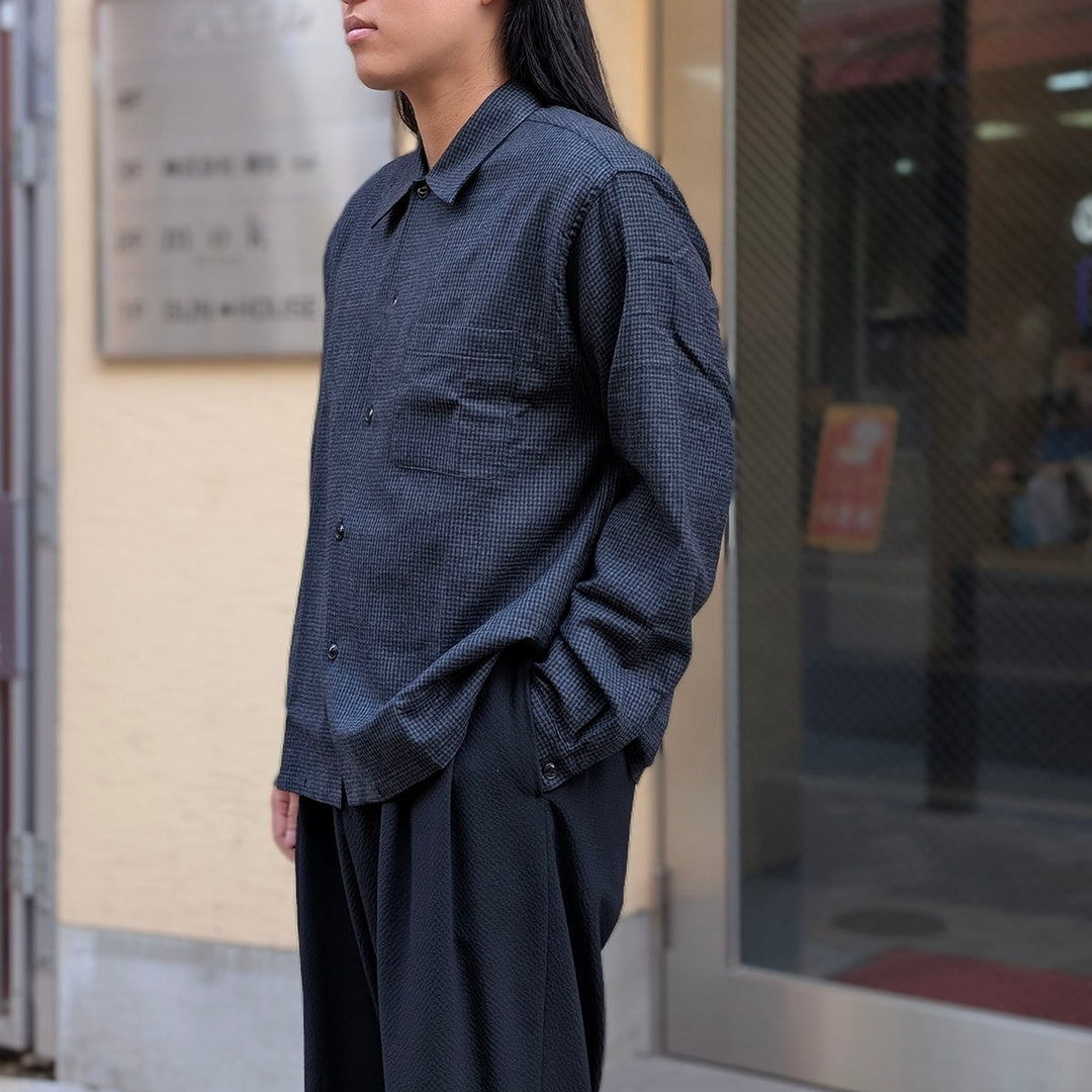 GOLD - Super 120's WOOL CHECK OPEN SHIRT - GL29753