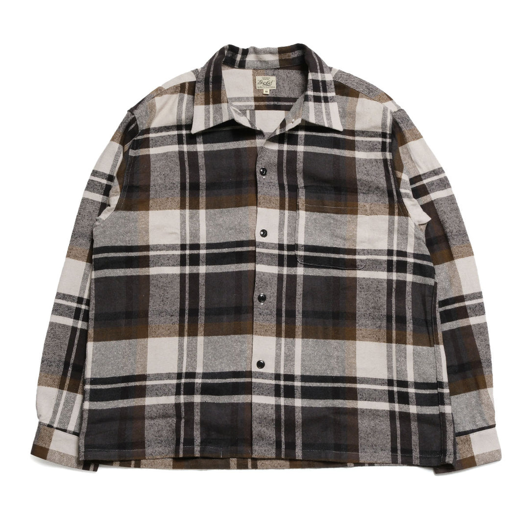 GOLD - COTTON SILK NEP PLAID OPEN SHIRT - GL29754