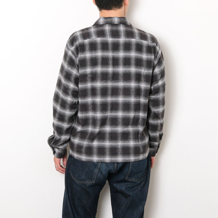 GOLD - COTTON SILK NEP PLAID OPEN SHIRT - GL29754