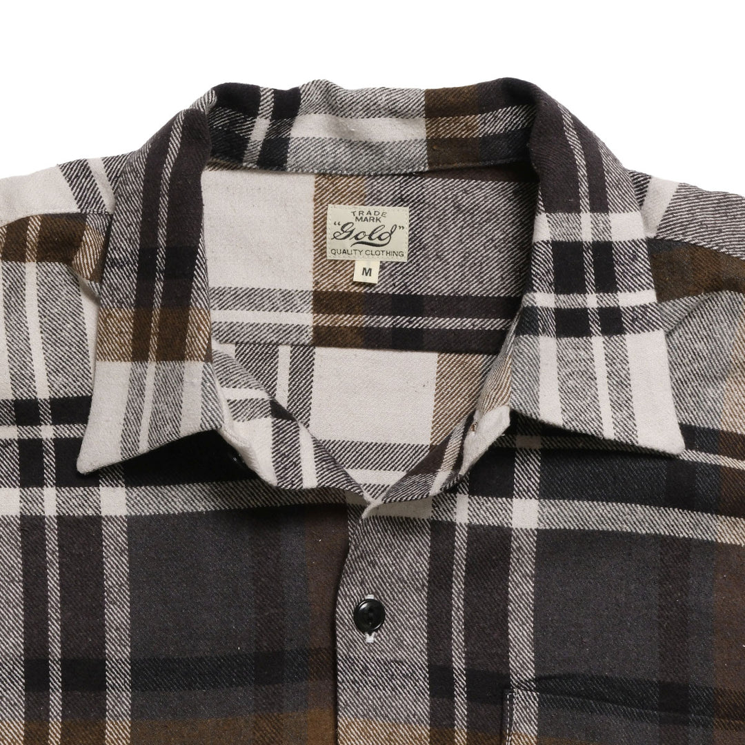 GOLD - COTTON SILK NEP PLAID OPEN SHIRT - GL29754