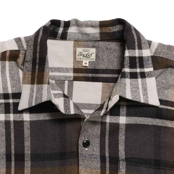 GOLD - COTTON SILK NEP PLAID OPEN SHIRT - GL29754