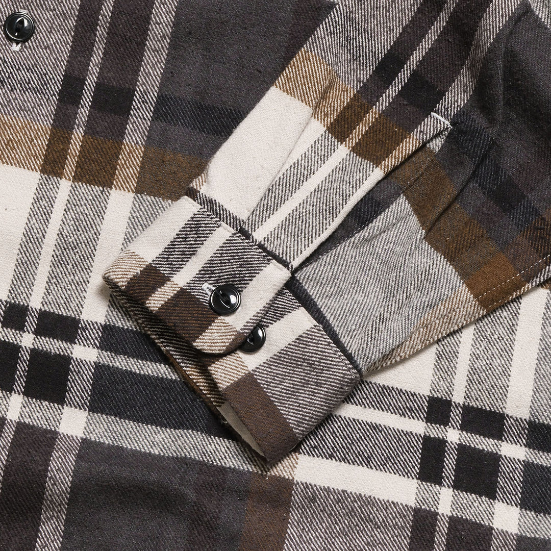 GOLD - COTTON SILK NEP PLAID OPEN SHIRT - GL29754