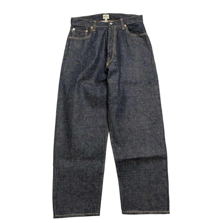 GOLD - RECYCLED WASTE SUVIN COTTON YARN 14oz. DENIM 5POCKET WIDE PANTS - GL42579A