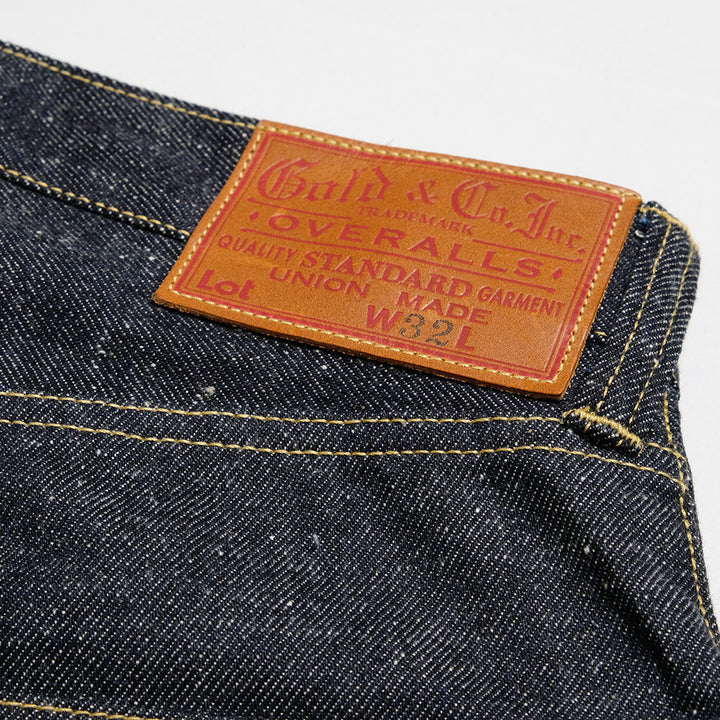 GOLD - RECYCLED WASTE SUVIN COTTON YARN 11.5oz. DENIM 5POCKET WIDE PANTS WWⅡ MODEL - GL42620N