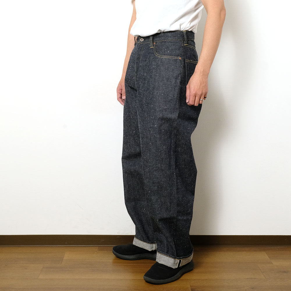GOLD - RECYCLED WASTE SUVIN COTTON YARN 11.5oz. DENIM 5POCKET WIDE PANTS WWⅡ MODEL - GL42620N