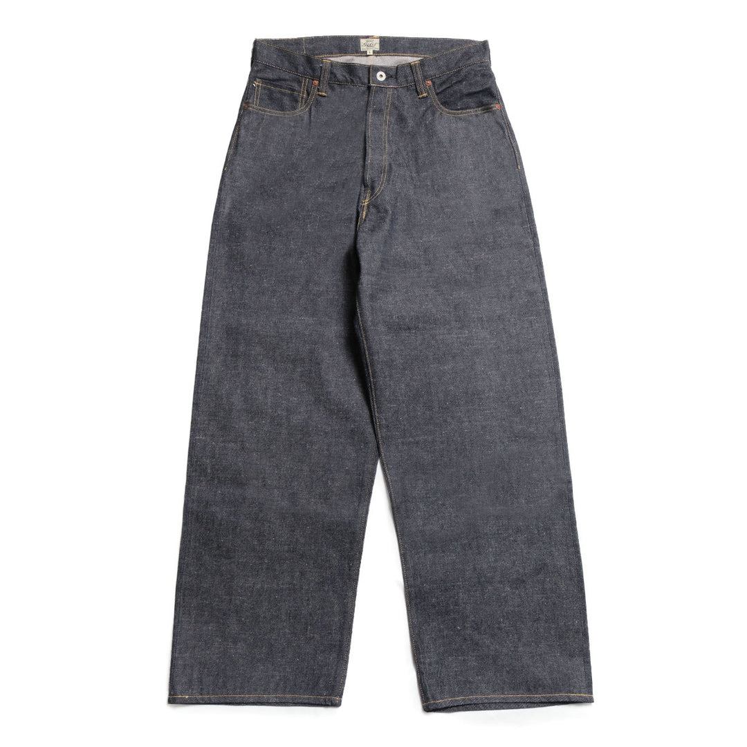 GOLD - RECYCLED WASTE SUVIN COTTON YARN 14oz. DENIM 5POCKET WIDE PANTS WWⅡ MODEL - GL42675N