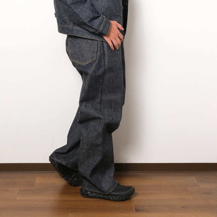 GOLD - RECYCLED WASTE SUVIN COTTON YARN 14oz. DENIM 5POCKET WIDE PANTS WWⅡ MODEL - GL42675N