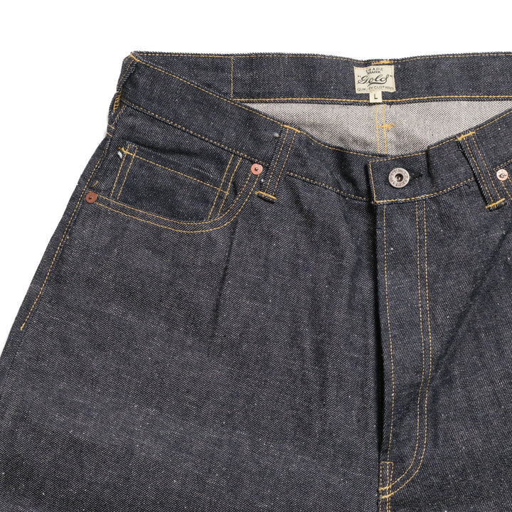 GOLD - RECYCLED WASTE SUVIN COTTON YARN 14oz. DENIM 5POCKET WIDE PANTS WWⅡ MODEL - GL42675N