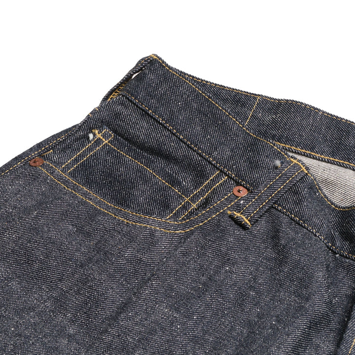 GOLD - RECYCLED WASTE SUVIN COTTON YARN 14oz. DENIM 5POCKET WIDE PANTS WWⅡ MODEL - GL42675N
