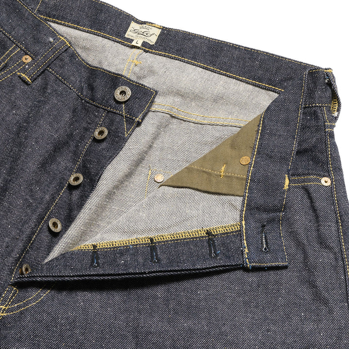GOLD - RECYCLED WASTE SUVIN COTTON YARN 14oz. DENIM 5POCKET WIDE PANTS WWⅡ MODEL - GL42675N