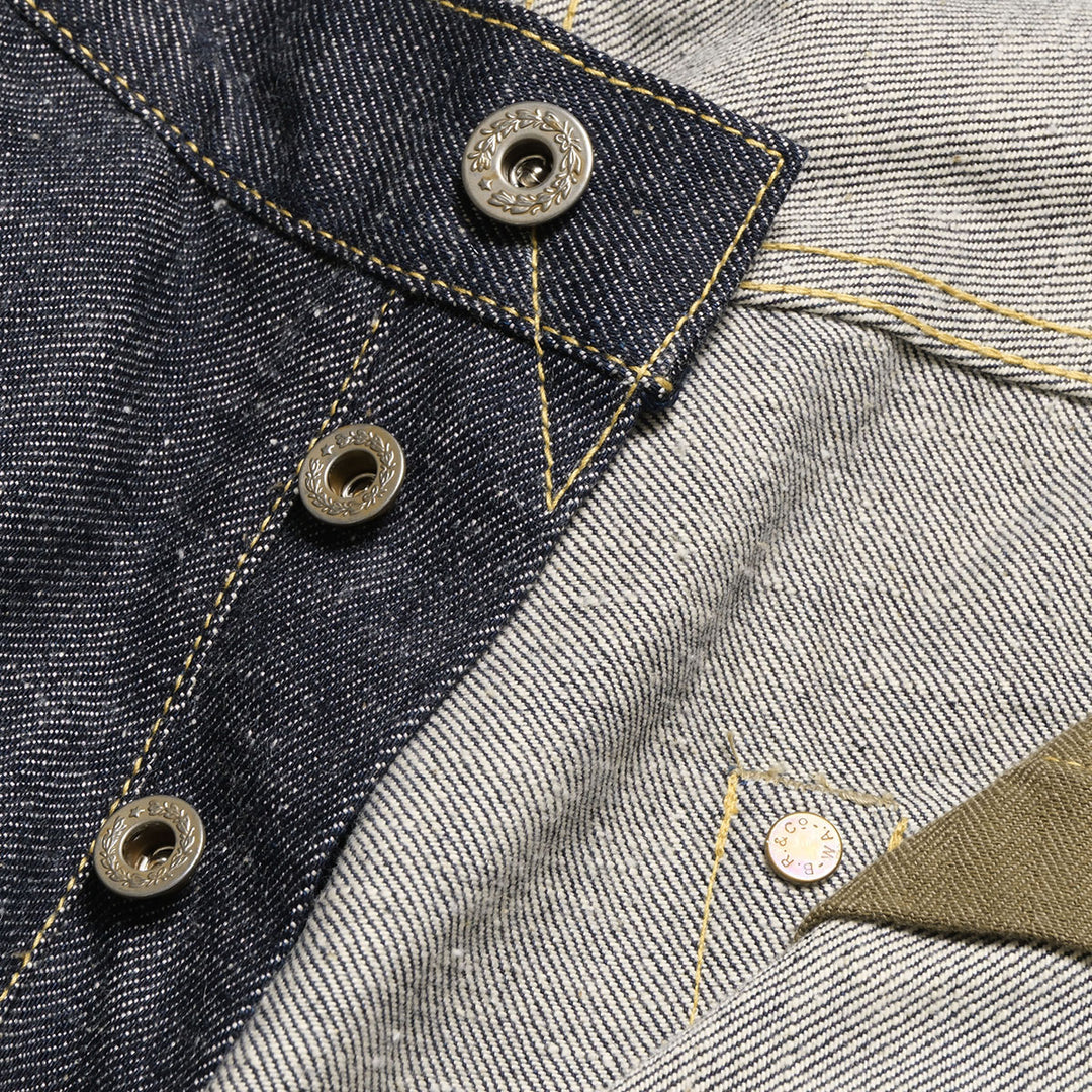 GOLD - RECYCLED WASTE SUVIN COTTON YARN 14oz. DENIM 5POCKET WIDE PANTS WWⅡ MODEL - GL42675N