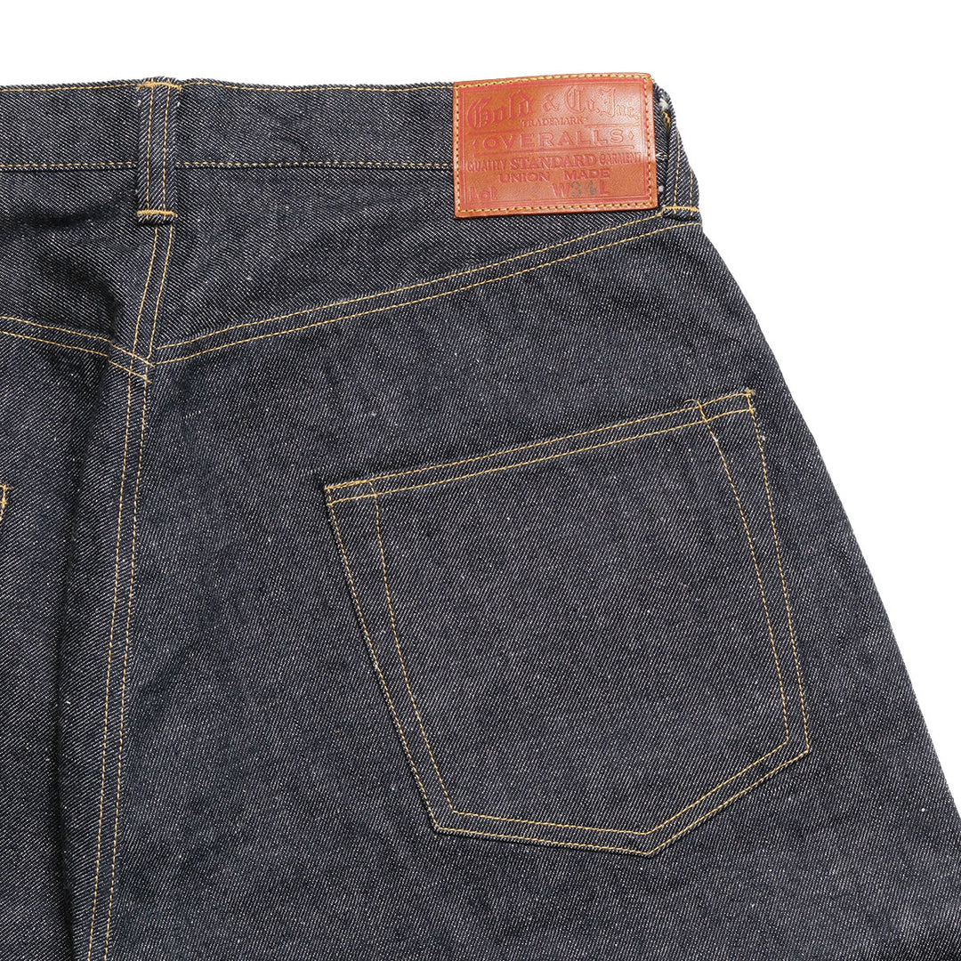 GOLD - RECYCLED WASTE SUVIN COTTON YARN 14oz. DENIM 5POCKET WIDE PANTS WWⅡ MODEL - GL42675N