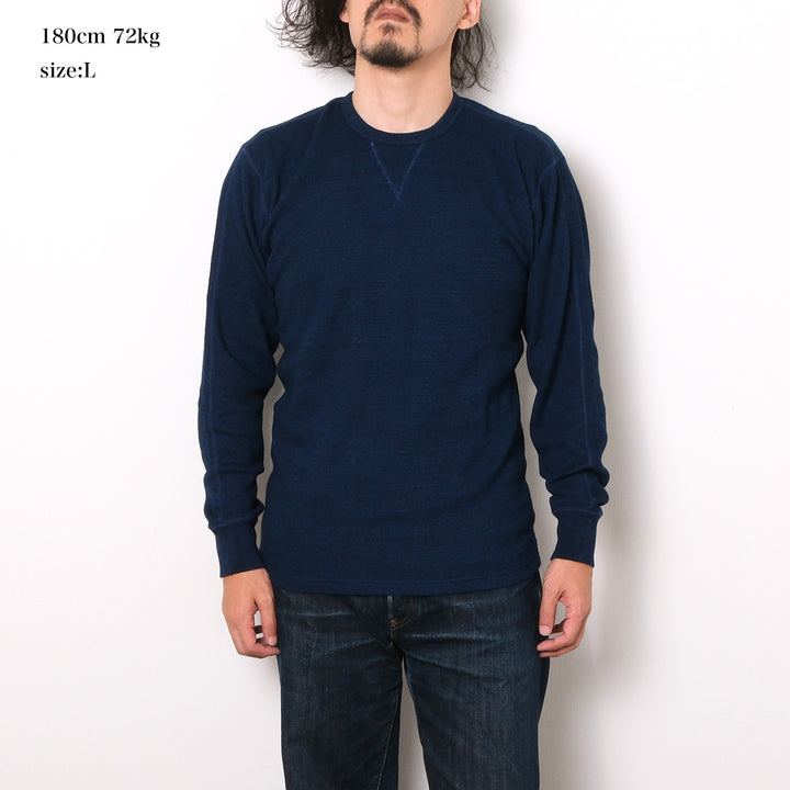 BURGUS PLUS - L/S Indigo Waffle Tee - HBP-039