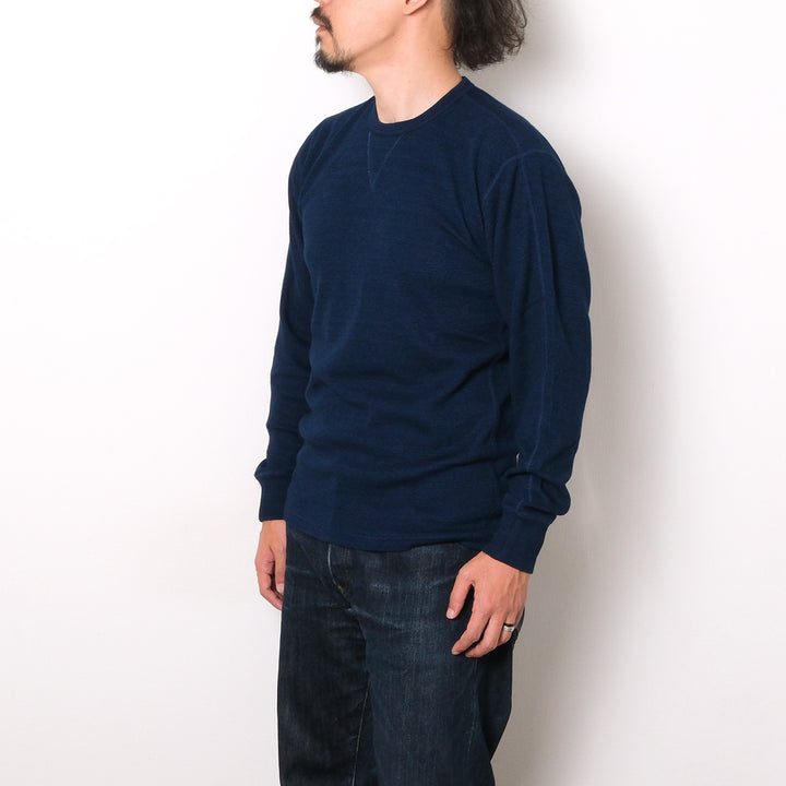 BURGUS PLUS - L/S Indigo Waffle T-Shirt - HBP-039