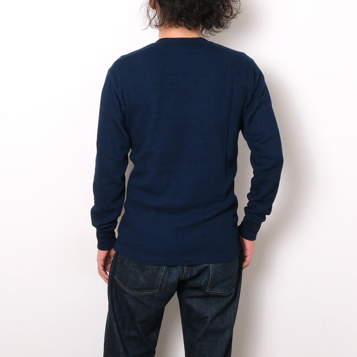 BURGUS PLUS - L/S Indigo Waffle T-Shirt - HBP-039