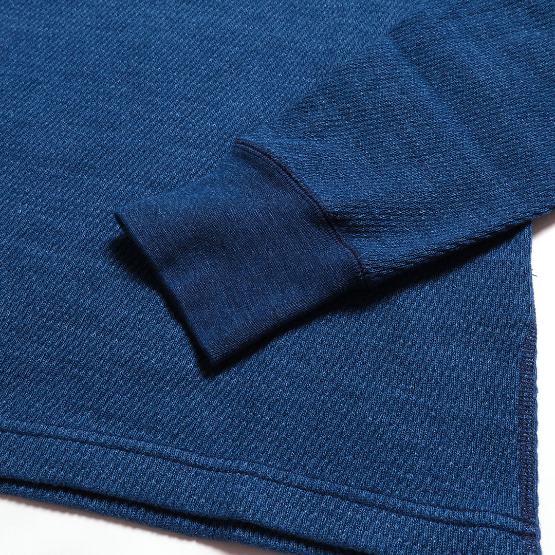 BURGUS PLUS - L/S Indigo Waffle T-Shirt - Used Wash - HBP-039
