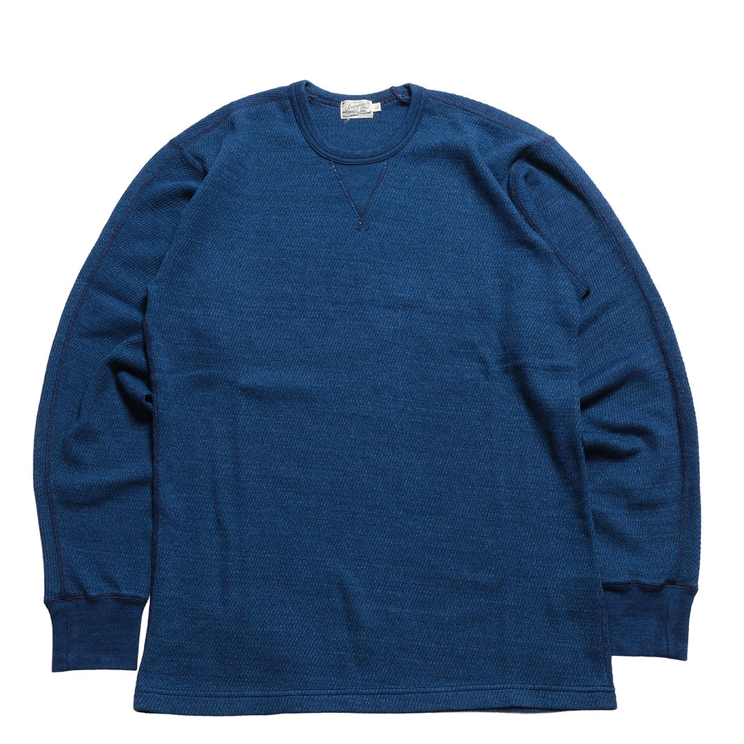 BURGUS PLUS - L/S Indigo Waffle Tee - Used Wash - HBP-039