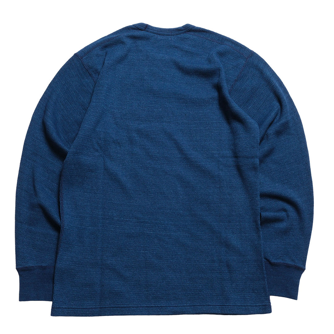 BURGUS PLUS - L/S Indigo Waffle T-Shirt - Used Wash - HBP-039