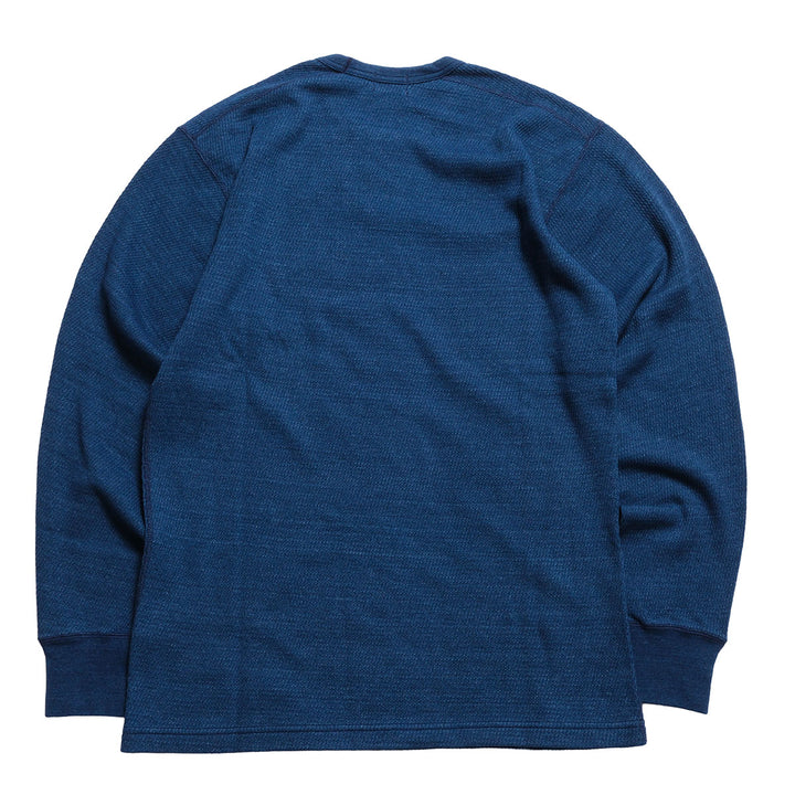 BURGUS PLUS - L/S Indigo Waffle T-Shirt - Used Wash - HBP-039