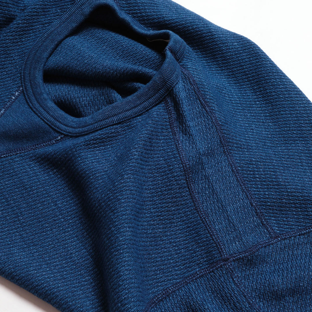 BURGUS PLUS - L/S Indigo Waffle T-Shirt - Used Wash - HBP-039