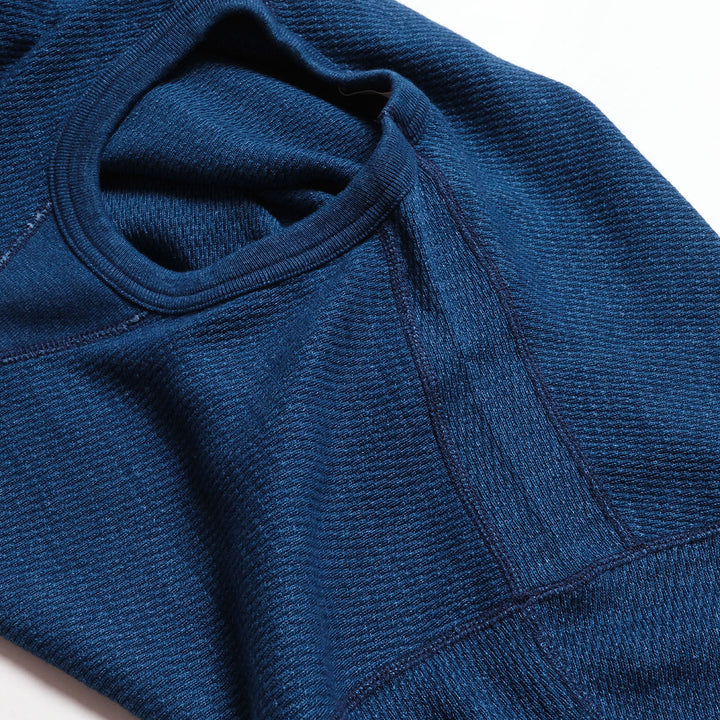 BURGUS PLUS - L/S Indigo Waffle T-Shirt - Used Wash - HBP-039