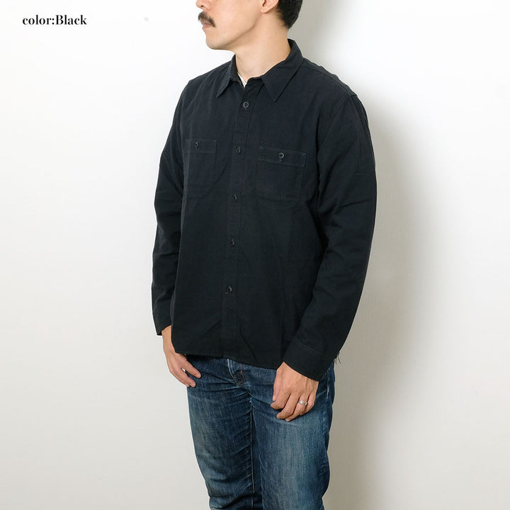 BURGUS PLUS - Solid Black Chambray Work Shirt - HBP-300CHB