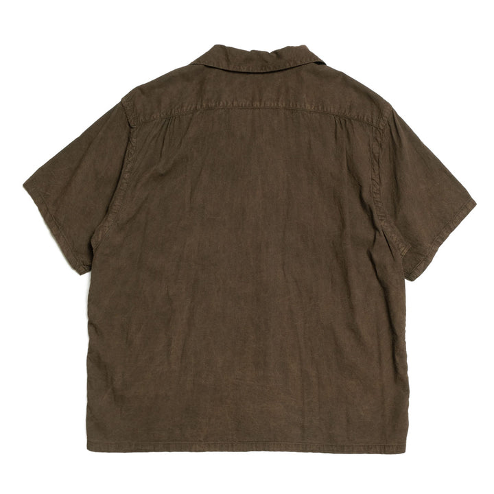 T.T - LOT.113 OPEN COLLAR SHIRT MUD DYED BROWN - TTSS26113