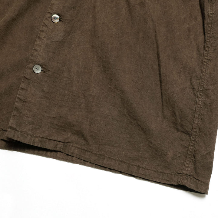 T.T - LOT.113 OPEN COLLAR SHIRT MUD DYED BROWN - TTSS26113