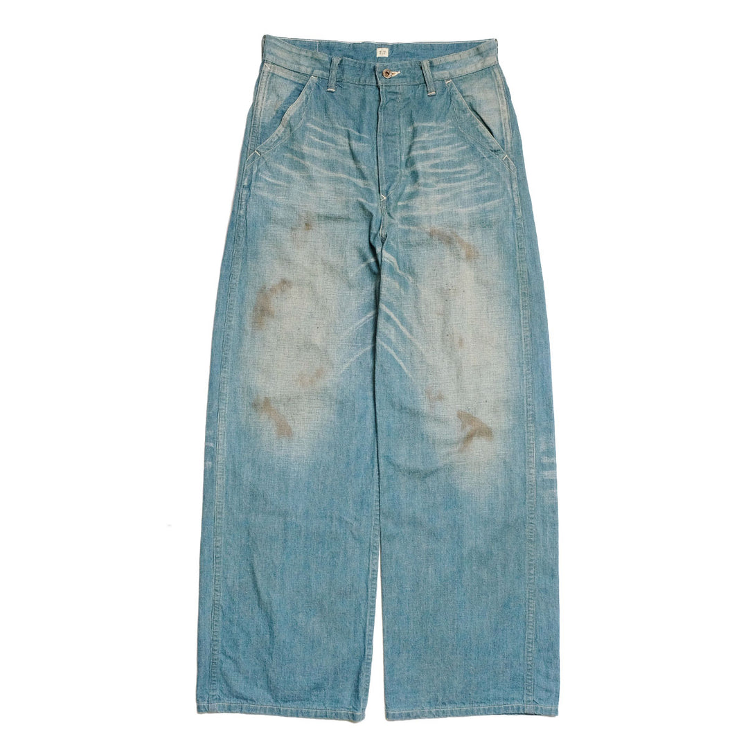T.T - LOT.717 - PAINTER PANTS WITH BUCKLE - DAMAGED INDIGO - TTSS26717