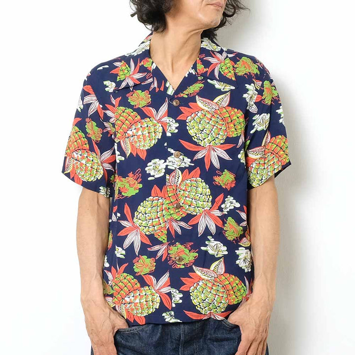 SUN SURF<br>S/S RAYON HAWAIIAN SHIRT "PINEAPPLE"