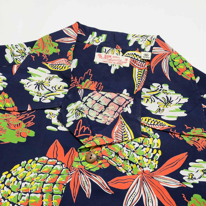 SUN SURF<br>S/S RAYON HAWAIIAN SHIRT "PINEAPPLE"