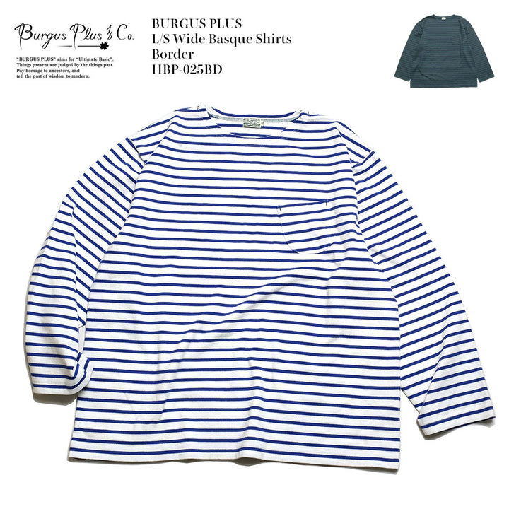 BURGUS PLUS - L/S Wide Basque Shirts - Border - HBP-025BD