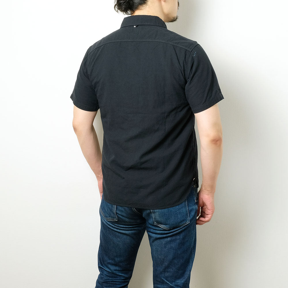 BURGUS PLUS - S/S Black × Black Chambray Work Shirt - HBP300CHBS
