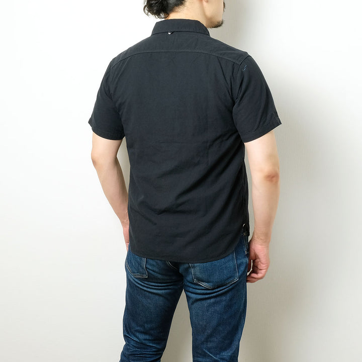 BURGUS PLUS - S/S Black × Black Chambray Work Shirt - HBP300CHBS