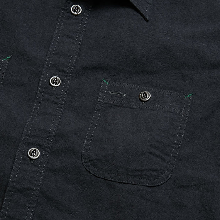 BURGUS PLUS - S/S Black × Black Chambray Work Shirt - HBP300CHBS
