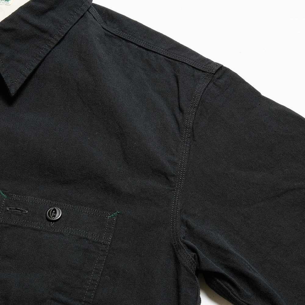 BURGUS PLUS - S/S Black × Black Chambray Work Shirt - HBP300CHBS