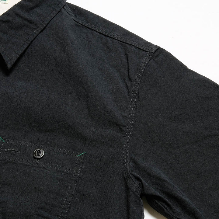 BURGUS PLUS - S/S Black × Black Chambray Work Shirt - HBP300CHBS